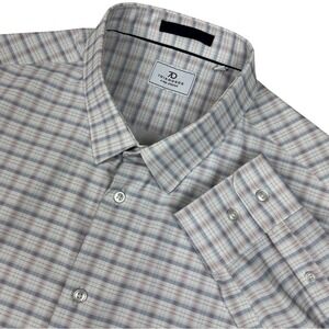 7 Diamonds Mykos Plaid 4 Way Stretch Button Down Shirt Mens Medium Preppy Office